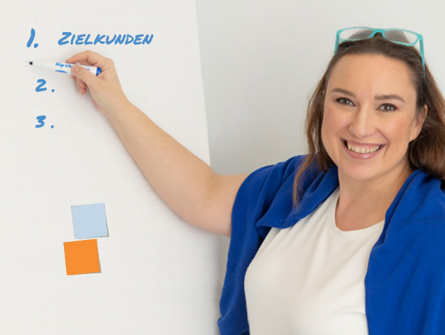Marketingplan-Marketing-Beratung Marketing-Beratung mit Eva Schild an einer Tafel