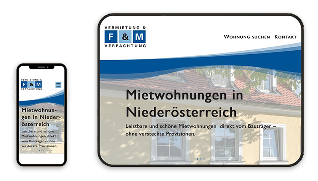 Website-F+M-HandelsGembH Tabletansicht der Website F+M HandelsGesmbH